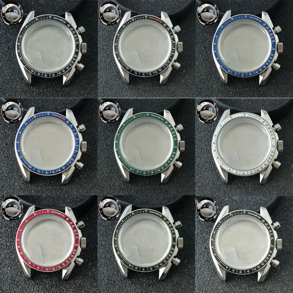 

39.7mm Men's Watches Metal Case FIT VK63 VK64 Movement Watch Case Accessorie Sapphire glass Watch Parts Fit 20mm Strap Watch Box