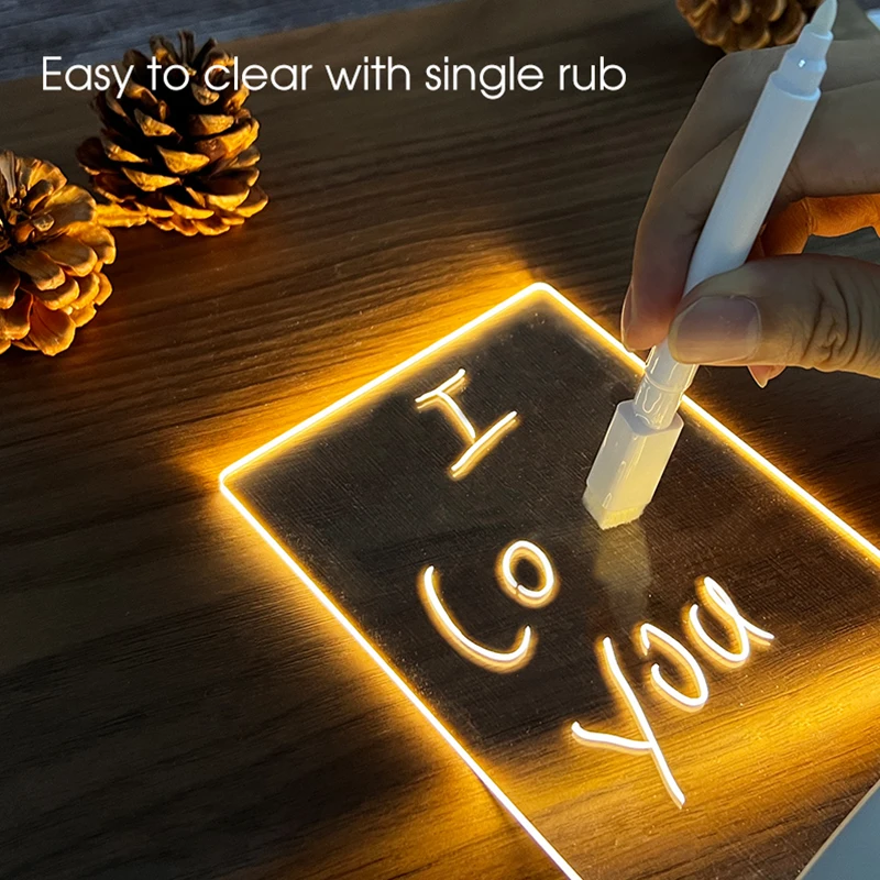 Night Light Usb 5V Warm White Atmosphere Led Lighting Lamp Note Board With Pen Creative Led Light Lamps Message Board