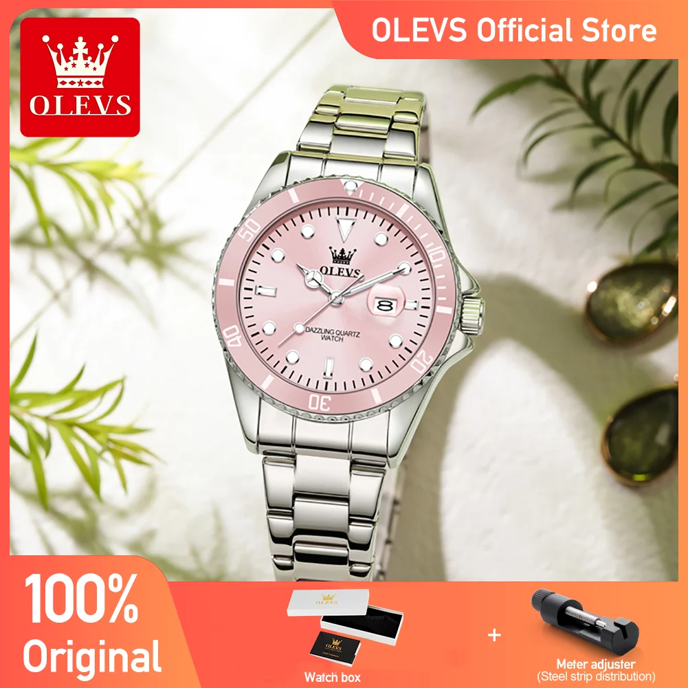OLEVS 5885 Elegance Women Watch Original Quartz Movement Night Light Function Stainless Steel Strap Waterproof Watch For Women