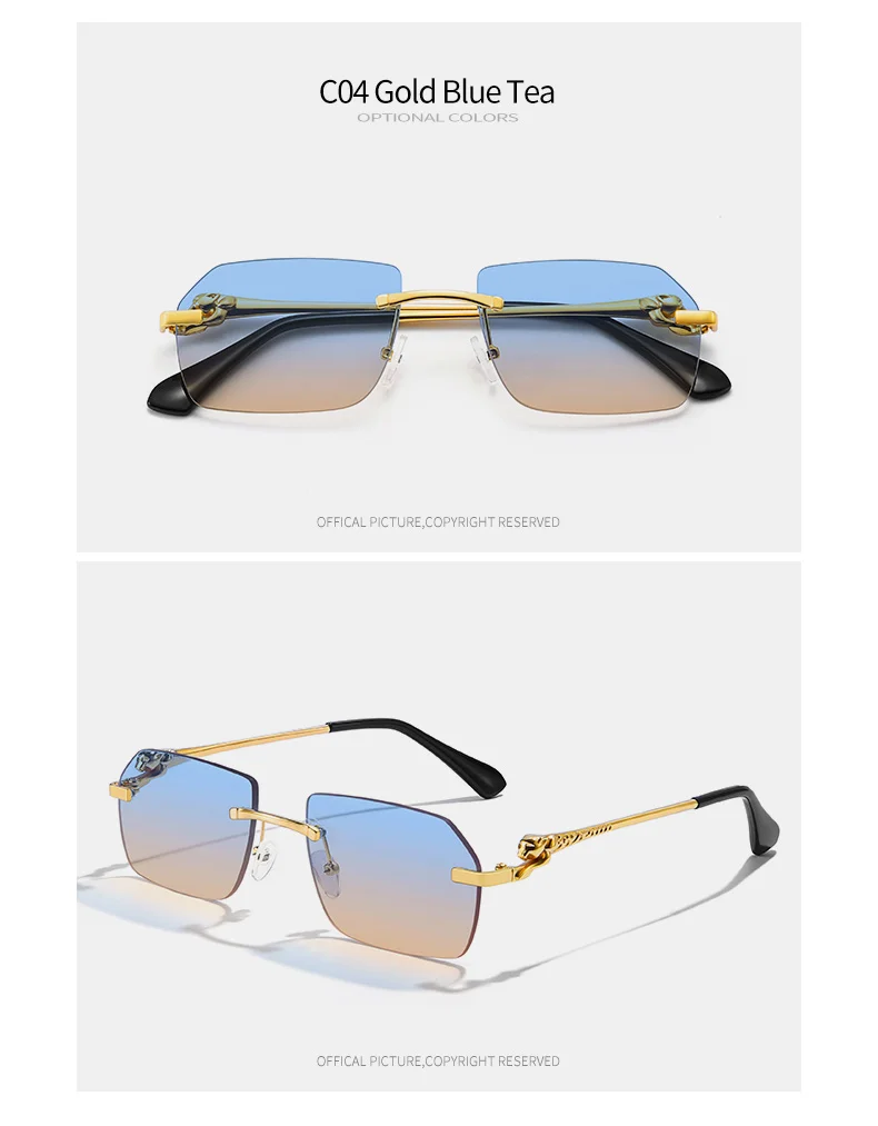 Hbk steampunk randlose Sonnenbrille Männer neue Vintage Geparden kopf legierung rahmen los für Mann Frauen Luxus fahren Sonnenbrille – Detail 14