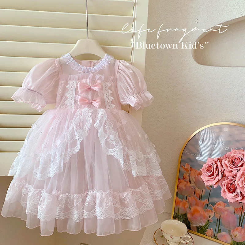 Girls 2024 Summer New Lolita Dress Performance Skirt Fashionable Sweet Cute and Fashionable Girl Baby Princess Dress Cosplay