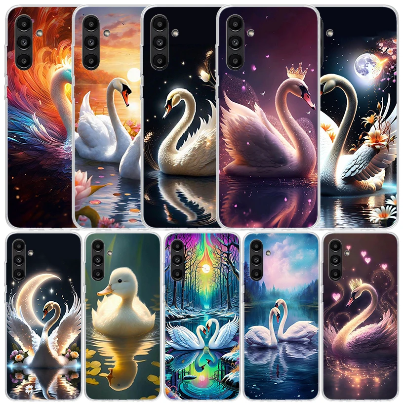 White Swan Grace Art Phone Case For Samsung Galaxy A15 A14 A13 A12 A55 A54 A53 A52 A35 A34 A33 A32 A25 A24 A23 A22 A04S A03S A02