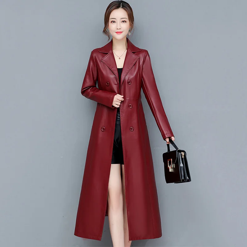 Pop Women Sheepskin Coat Autumn Winter Nice Fashion Keep Warm Long Jacket Genuine Leather Overcoat Suede Outerwear Female