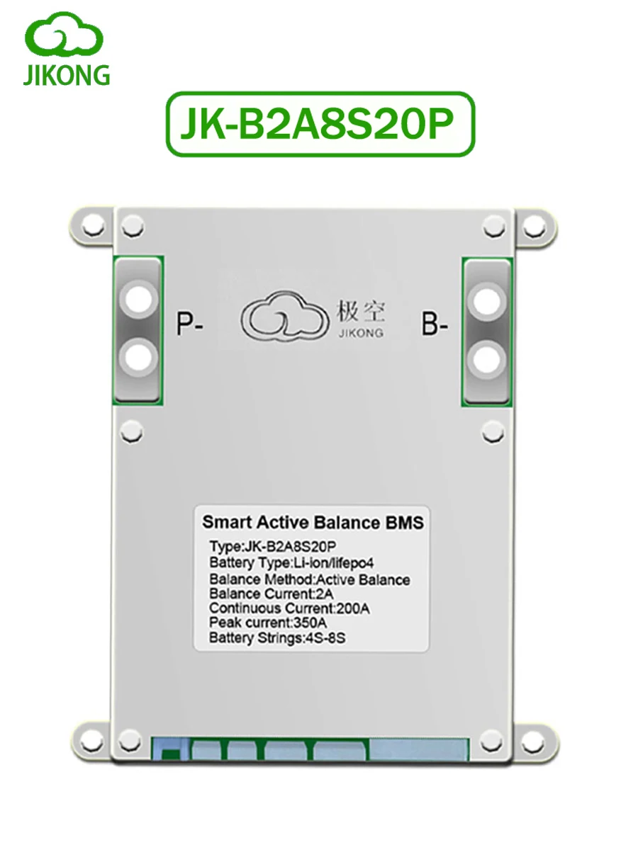 JK BMS JK-B2A8S20P JKBMS 2A Active Balance JIKONG 200A Lifepo4 Battery 4S 12V 5S 6S 7S 8S 24V 18650 Li-ion RS485 Camping Ebike