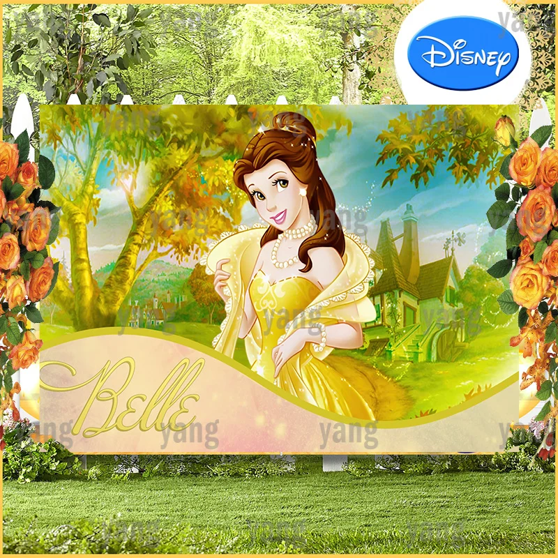 

Disney Fall Castle Backdrop Dreamy Beauty and the Beast Belle Girls Princess Background Happy Birthday Party Baby Shower Banner