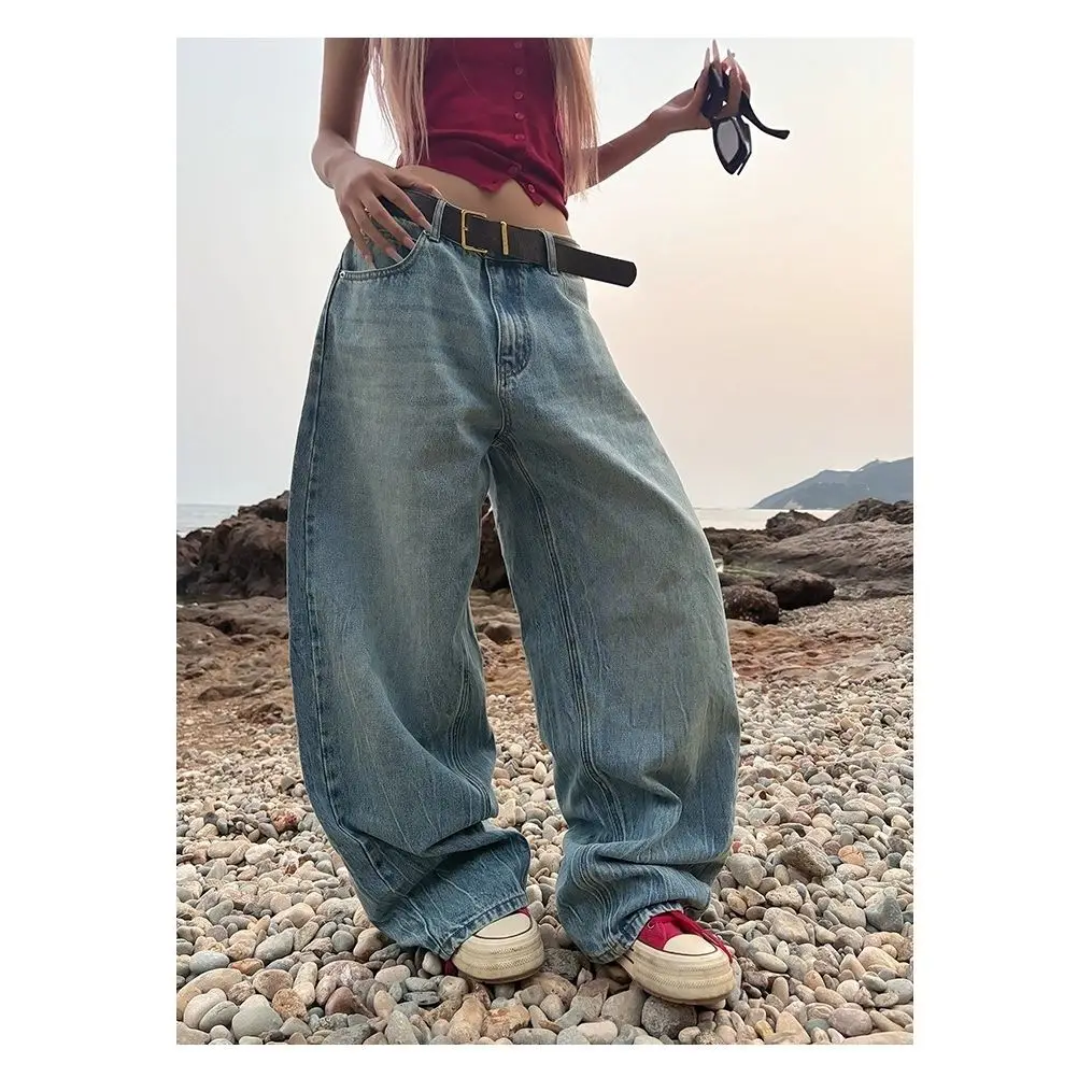 กางเกงทรงสกิมิทาร์ผู้หญิง คุณภาพสูง ผ้ากำมะหยี่ ทรงโอเวอร์ไซส์ สไตล์คาร์โก้ สำหรับใส่เที่ยวข้างนอก ทรงขากว้าง ลายปะติดปะต่อ ลายสก็อต สไตล์คนเมือง แนวอาร์ต ใส่ได้ทุกวัน