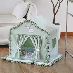 New Indoor Tent Pet Bed Ruffled Cat and Dog Villa Good-looking Four Seasons Universal Puppy House Bed Accessories