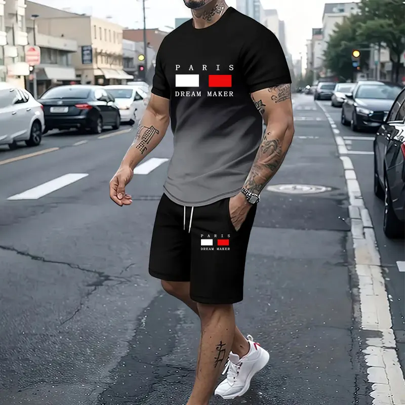 Zomer Dagelijks Casual Heren T-Shirt Short Street Urban Mode Heren Korte Mouwen Outdoor Sport Shorts Heren Korte Mouwen