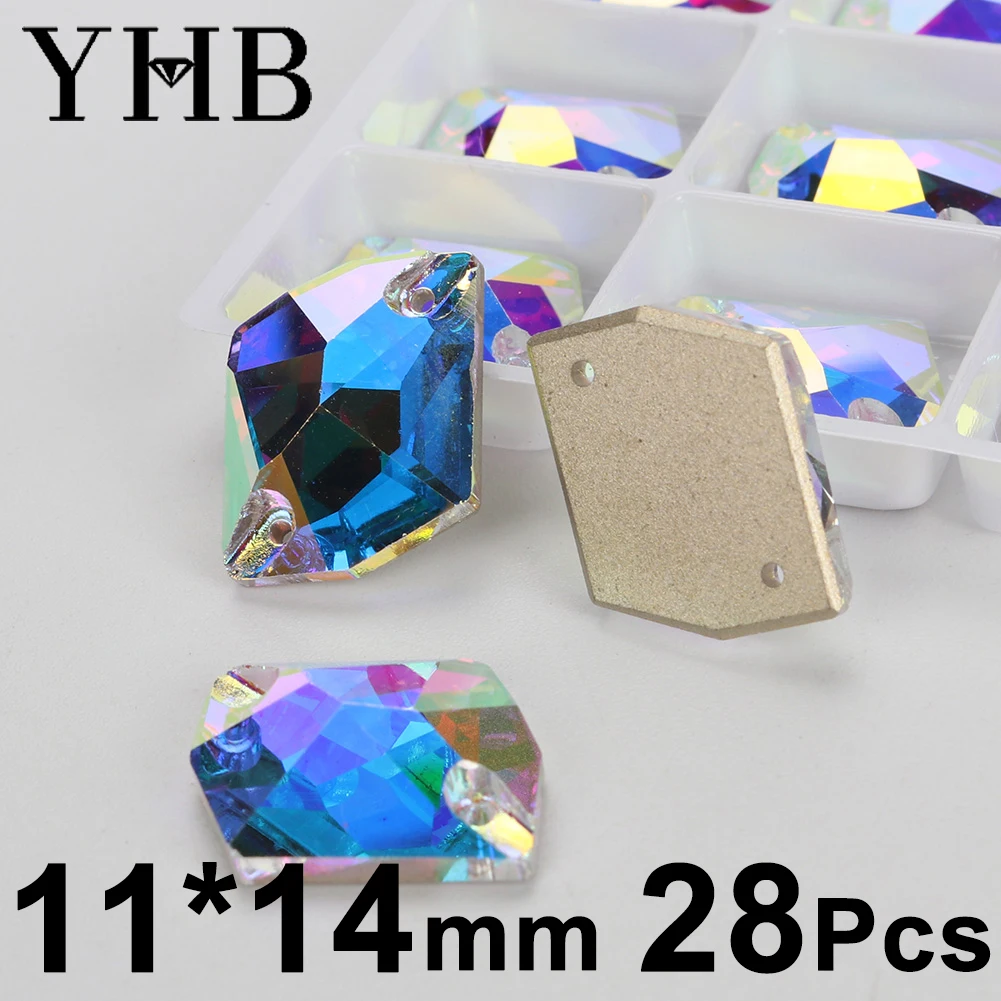 YHB 001AB Crystal AB XIRIUS Comsic Drop Glass Crystal AB Sewing Stones Flatback Sew on Rhinestones For Garment Clothes Bags