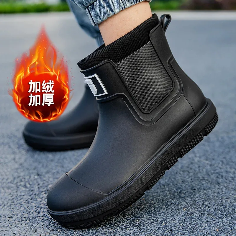 

Новые мужские и женские дождевые ботинки, модные и утепленные хлопковые рабочие дождевые ботинки, высокие повседневные ботинки для пар.