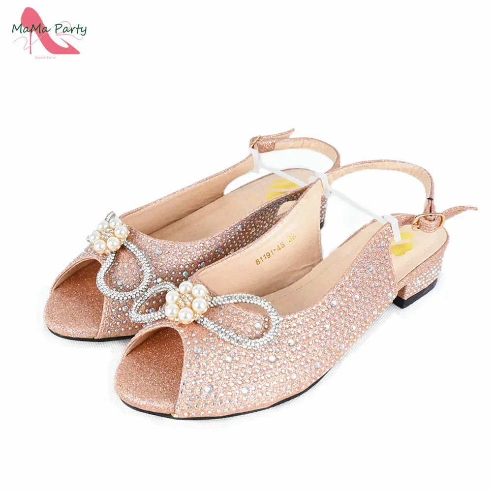 Wedding Party New Arrivals Italian Design Shoes and Bag in Gold Color 2024 INS Hot Sale Pointed Toe with Crystal for Dress