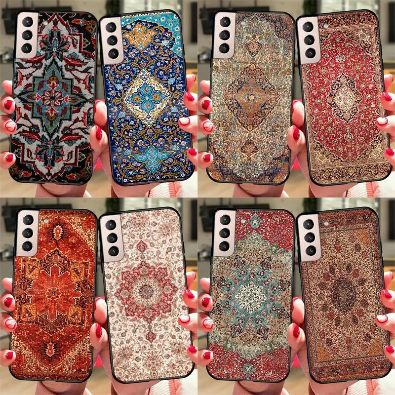 Persian Carpet Floral Pattern Case For Samsung Galaxy S23 Ultra Note 20 10 S9 S10 Plus S20 S21 FE S22 Ultra Phone Cover