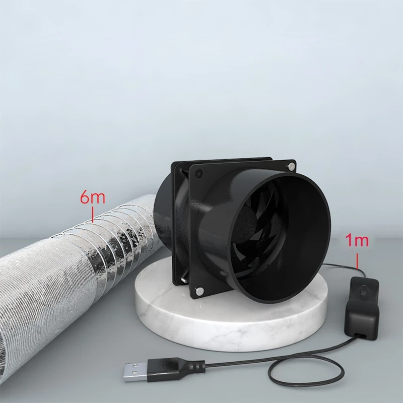 Compact and Portable Fume Extractor Fan with Duct Pipe and Ventilation Tubing for Kitchen and Bathroom Use USB Powered Y3ND