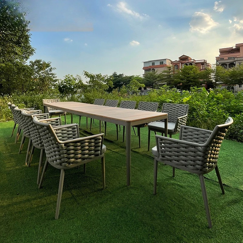 

Outdoor Garden Villa Courtyard Leisure Table and Chair Outdoor Balcony Terrace Bar Cafe Rope Crafted Dining Table