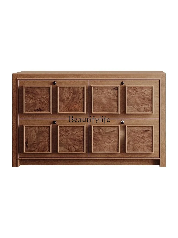 

Nordic simple solid wood four-chest cabinet, drawer, retro living room hallway cabinet