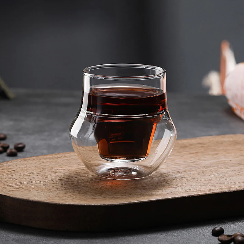 Creative Tea Glass Cup Double Wall Design Transparent Glass Coffee Mug Restaurant Glass Mugs Double Wall Glass Mug Drinkware