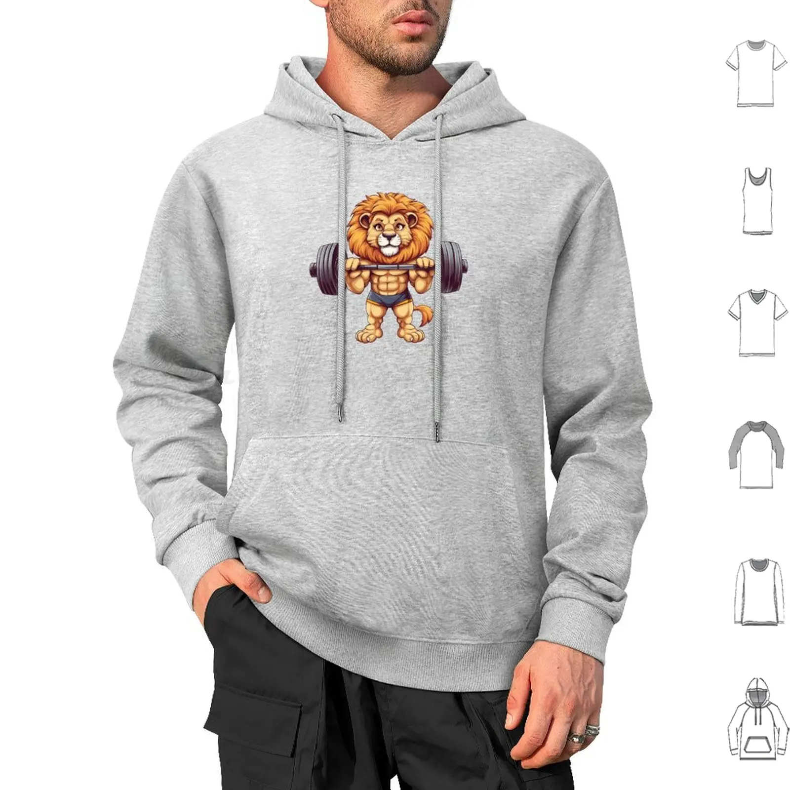 Heavy Lifting Lion Hoodies Long Sleeve Muscle Gym Fitness Healthy Weight Lift Animal Lion