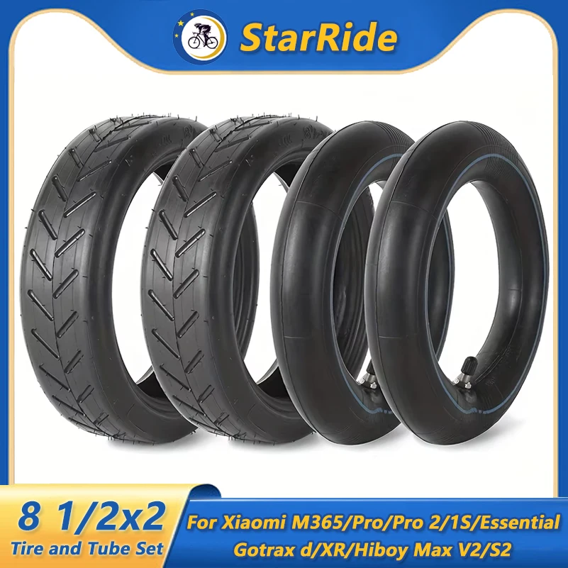 

8 1/2x2 Tire and Tube Set 8.5 Inch Scooter Replacement Tires 50/75-6.1 Tire for Xiaomi M365/Pro/1S Electric Scooter Tyre Parts