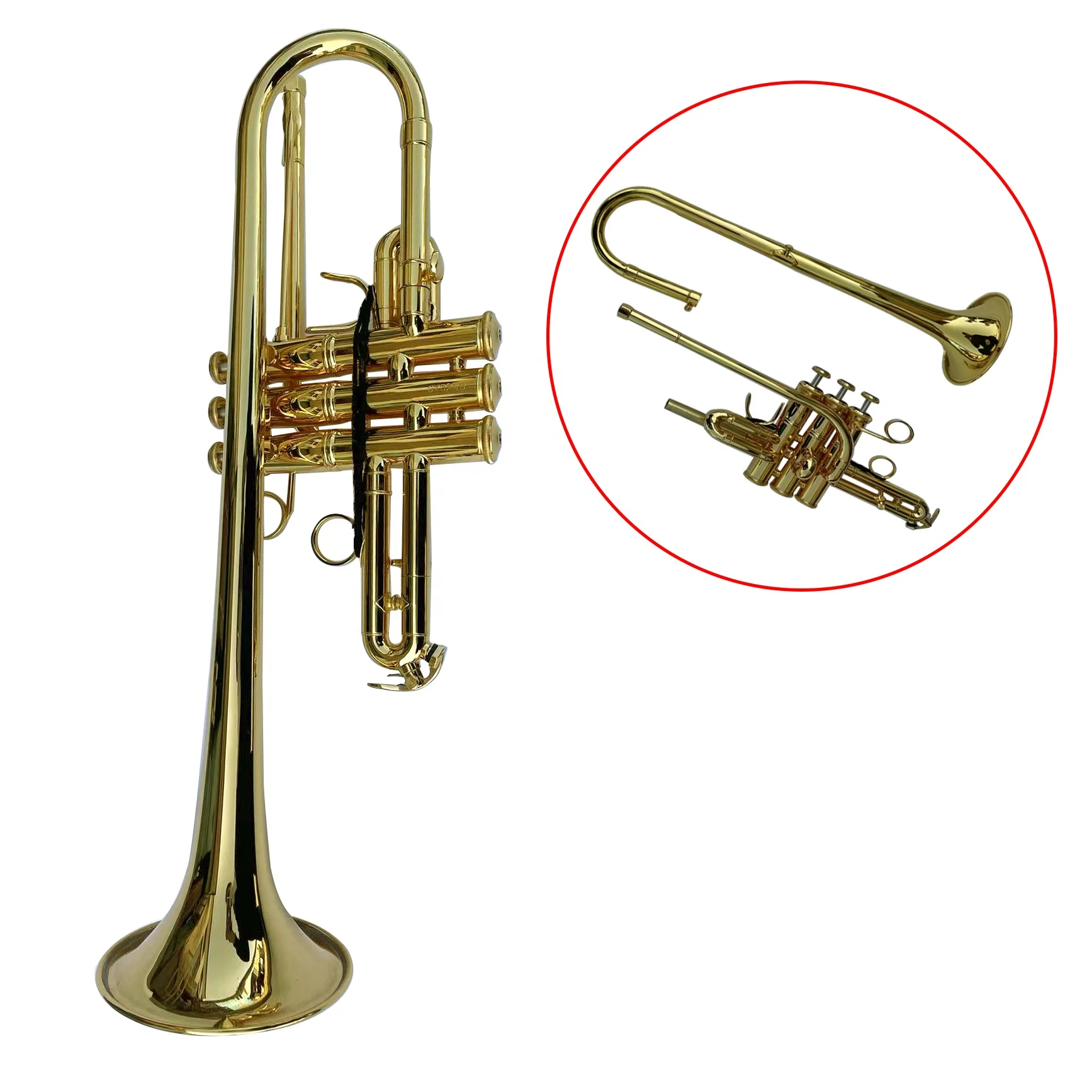 Professional OEM Manufacture Production Golden Plated Brass Instruments Trumpet Low E