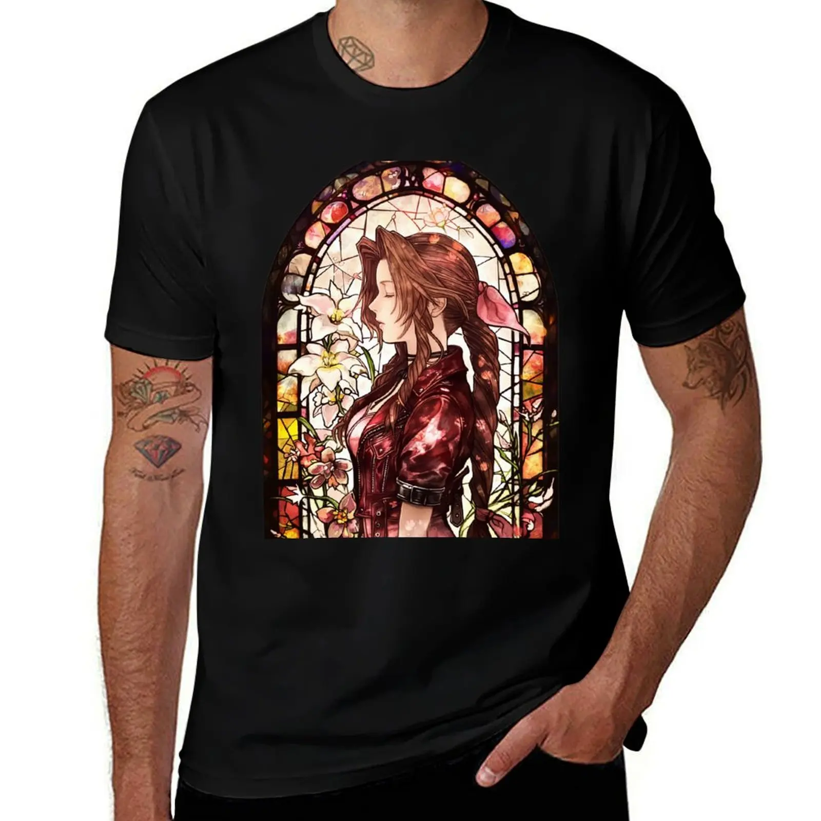 Stained Glass Aerith T-Shirt Summer Holiday T-Shirt