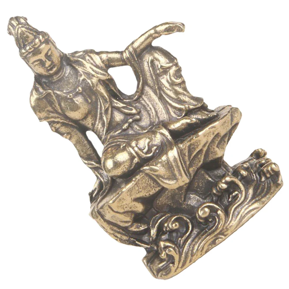 

Compact Brass Guan Yin Statue Indoor Decorative Buddha Adornment for Desk Tabletop Home Temple Decoration Vintage Style Metal