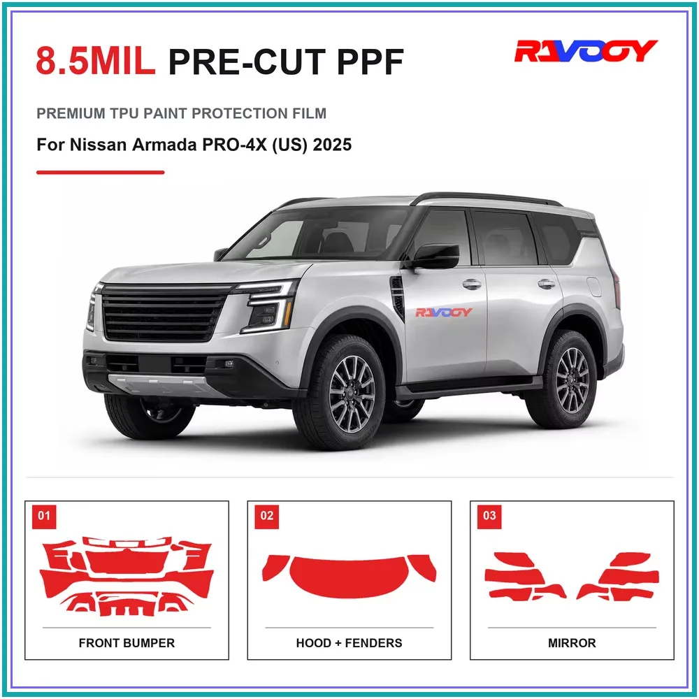 Precut PPF For Nissan Armada PRO-4X (US) 2025 8.5mil TPU Clear Paint Protection Film Self Healing Hydrophobic Stone Chip Guard
