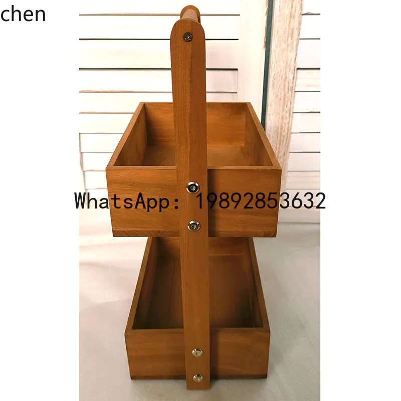 WW20double-layer solid wood shelf - wooden multi-tier storage rack for kitchen, bathroom, desktop snacks, fruits, and vegetables