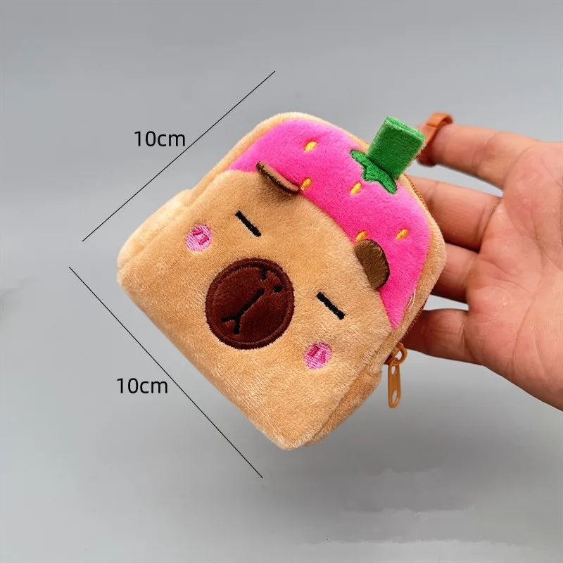 Capybara-Plüsch-Geldbörse, Stoff-Aufbewahrungstasche im minimalistischen Stil, ohne Druckkante, bezaubernder Rucksack-Anhänger für Kopfhörer und Datenkabel – Detail 6