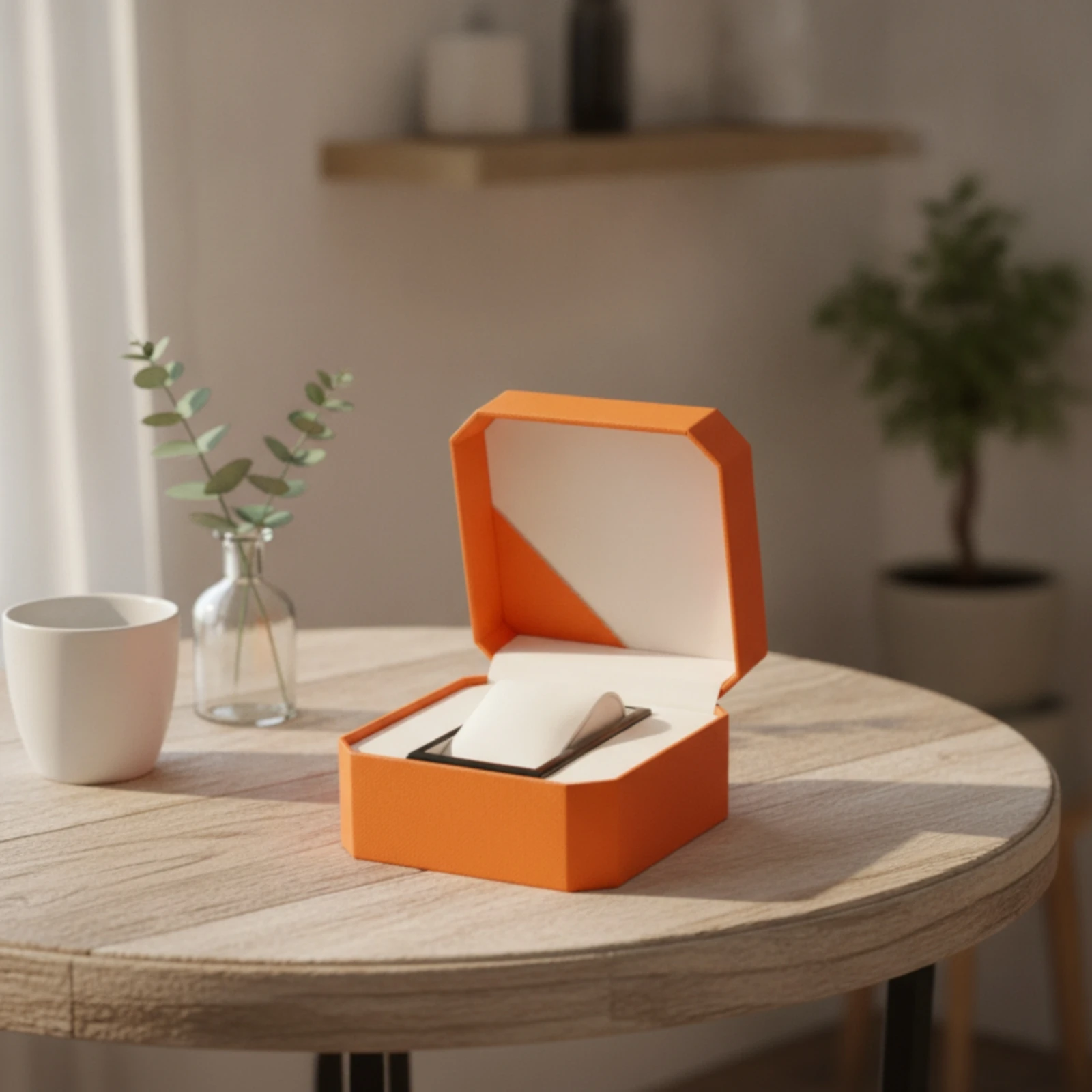 Watch Box with Cushion Flip-Top Octagonal Watch Holder Jewelry Box with Cushion Safeguarding Comfortable for Gifters