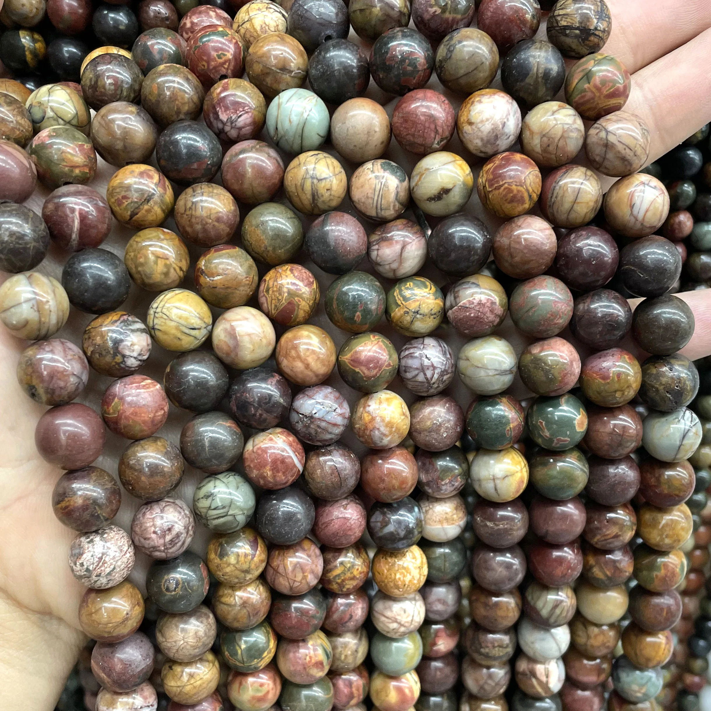 3 4 6 8 10 12MM Natural Stone Colorful Picasso Jasper Round Loose Beads For Jewelry Making DIY Bracelet Necklace Accessories