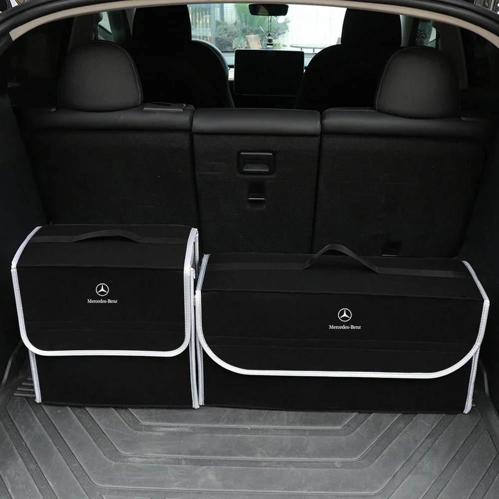 1pcs Car Trunk Storage Bag Felt Cloth Organizer Box Collapsible Auto Accessories For Mercedes Benz AMG CLK CLA A180 W108 W201 W2