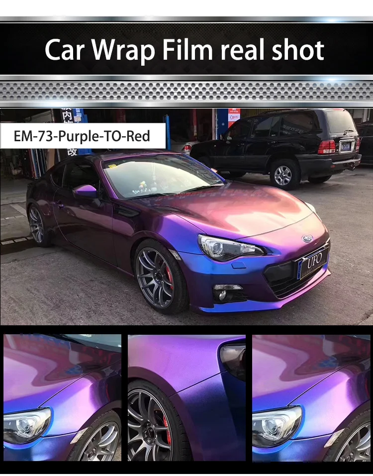 New Product 1.52*18m Matte Car Body Wrapping Chameleon Pearl Vinyl  Purple to Blue