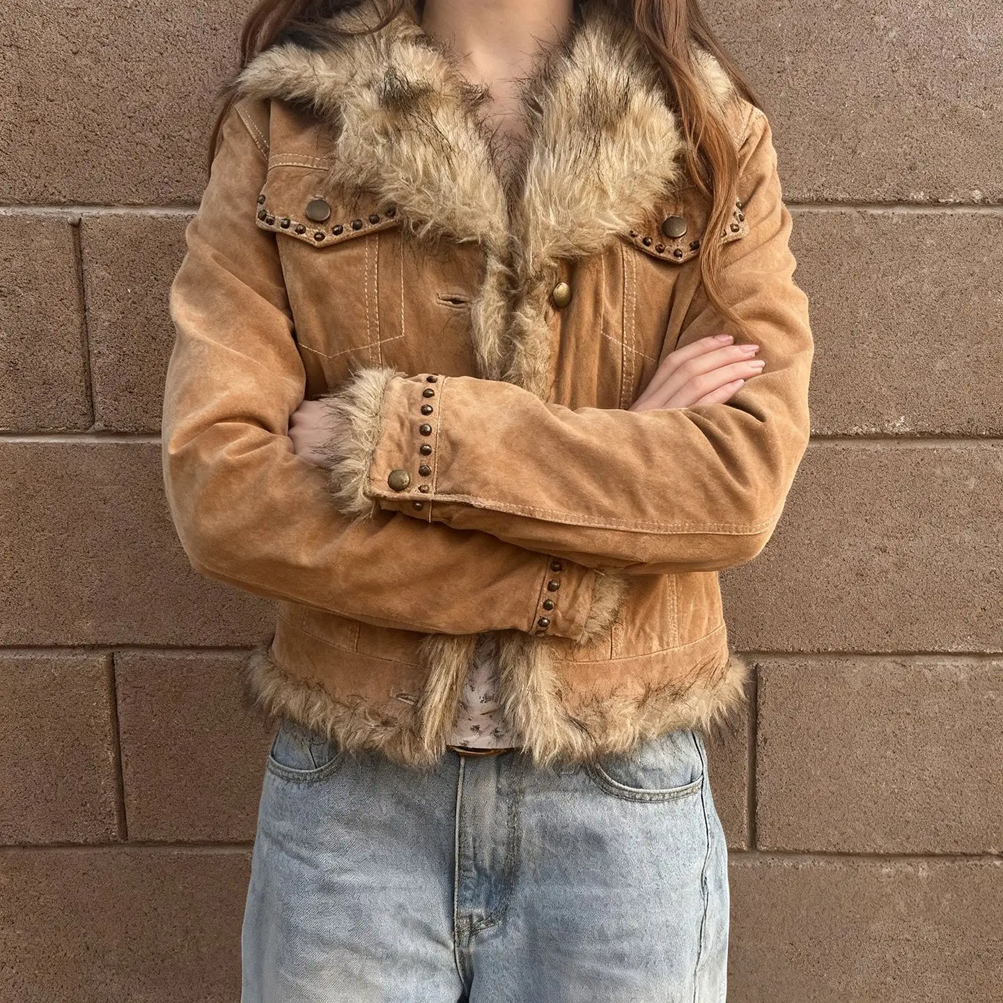 American Retro Y2k Fluffy Lapel Tooling Jacket Female Slim Fashion Street Hottie Top