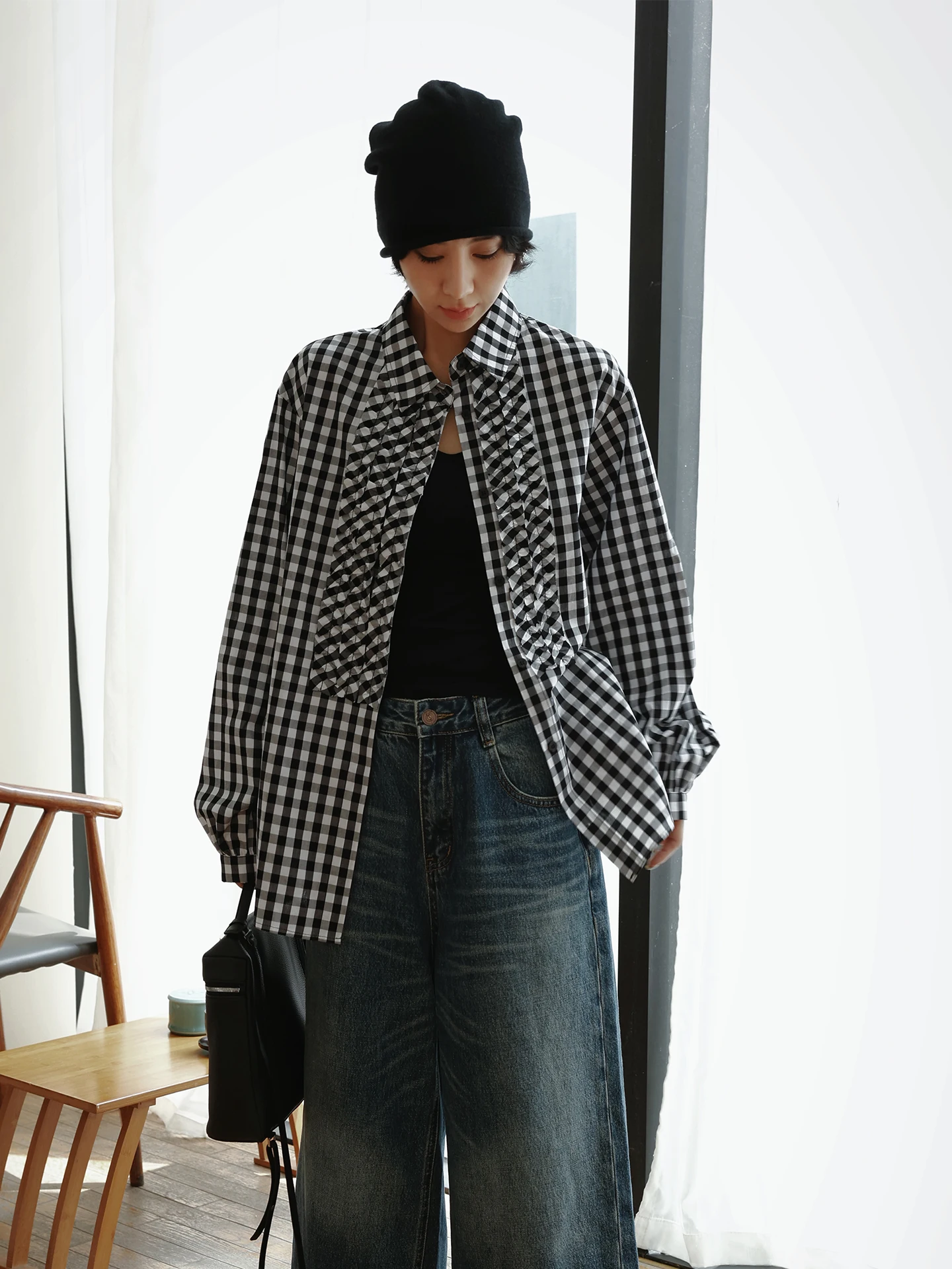 

Женская хлопковая блузка TT Cheered Stripe с длинным рукавом, прямого кроя, однотонная, для повседневной носки, весенняя коллекция