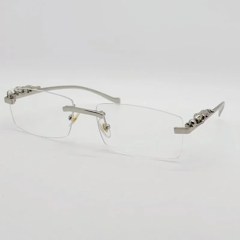 Rimless Glasses Frame Women Men Fashion Cheetah Decoration Business Cool Eyeglasses Frames image 3