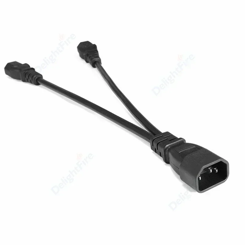 1 To 2 Way Power Splitter Wire C13 C14 AC Power Cable UPS Power Extension Cord 0.3M for PC Computer PDU Monitor DJ Stage Lights