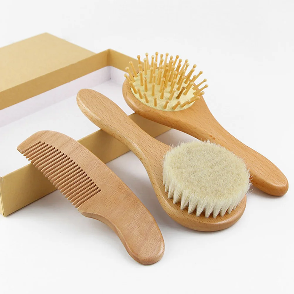 

1Set Baby Hair Brush Set Natural Fiber Bristles for Infant Scalp Stimulation Oil Distribution Bath Time Comfort