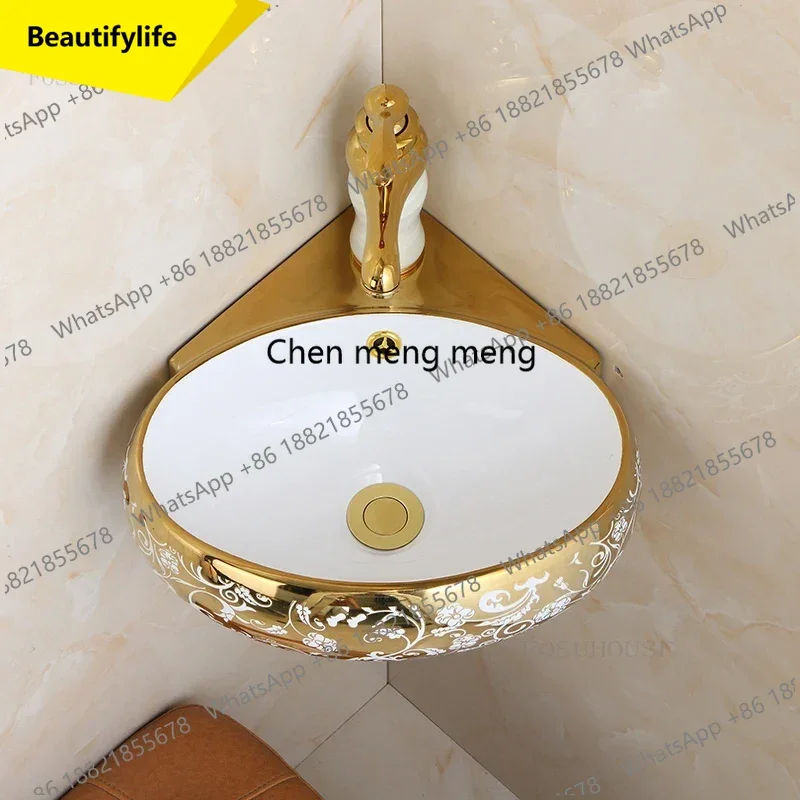 

A17 Настенная раковина для дома, золотая, треугольная, 90 градусов, для ванной комнаты и кухни, легкая роскошная раковина-умывальник