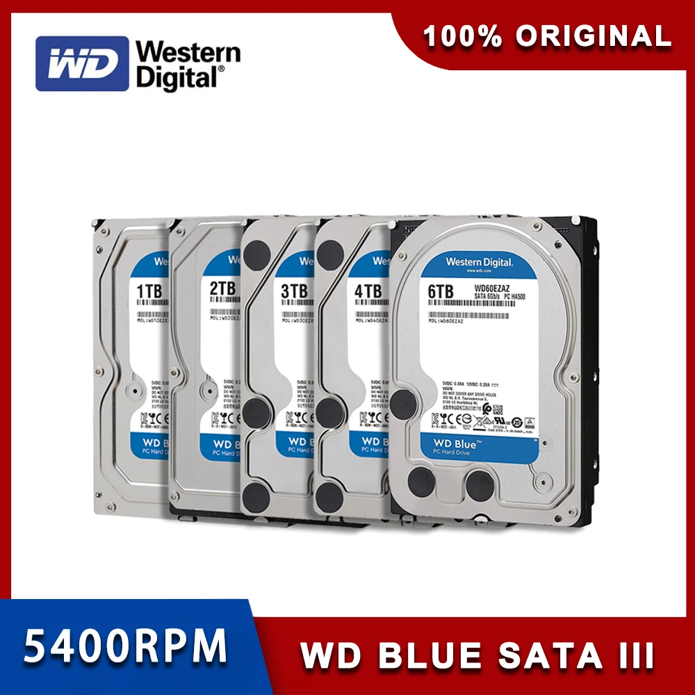 Western Digital WD Blue 1TB 2TB 4TB 6TB HDD Hard Drive Disk SATA III 256MB Cache 5400RPM 3.5