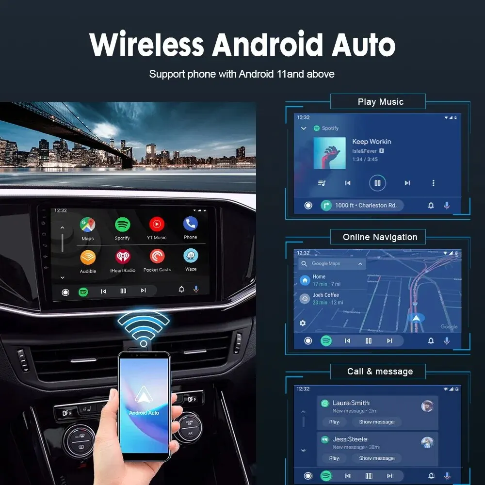 Carlin kit Wireless Carplay Dongle Android Auto Wireless Ai Box Fota Mirror link USB-Adapter für Aftermarket Android-System