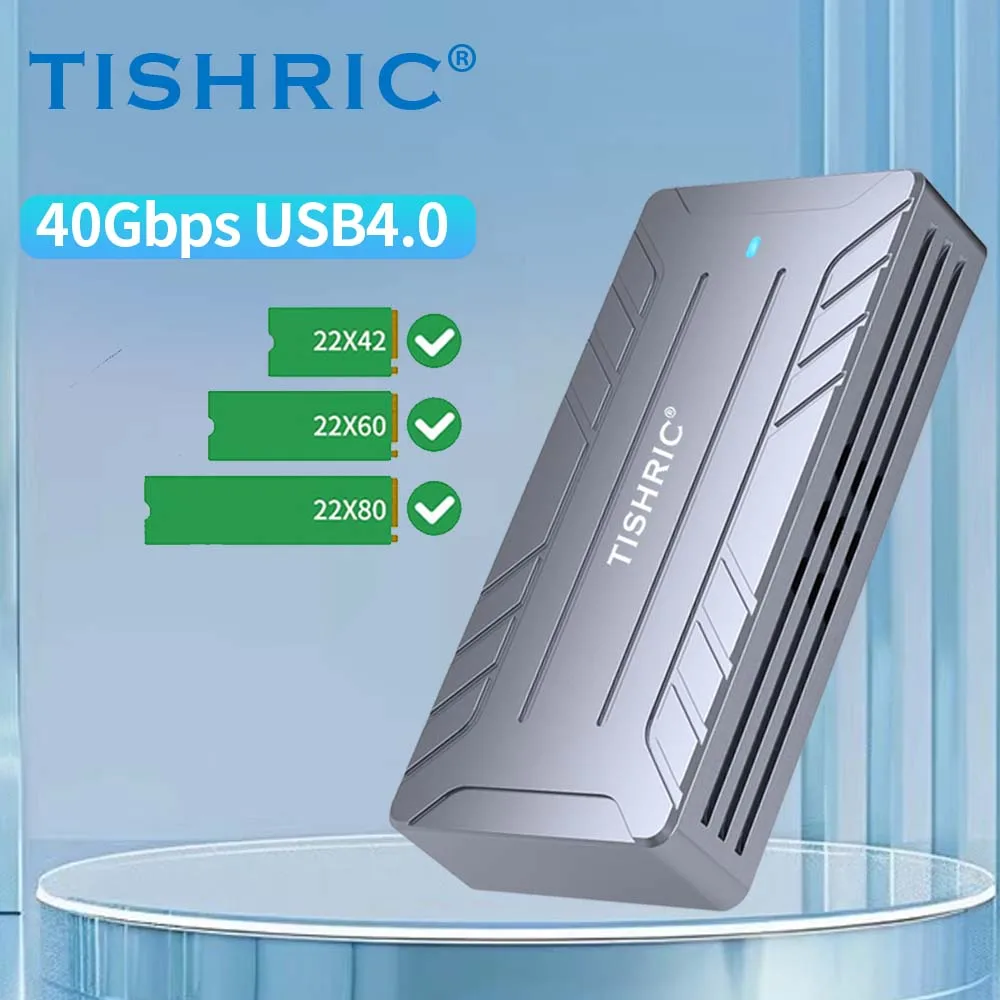 

TISHRIC 40 Гбит/с USB 4.0 SSD M2 NVME Внешний корпус HD Корпус из алюминиевого сплава M.2 Поддержка жесткого диска M.2 NVME 2230 2242 2260 2280