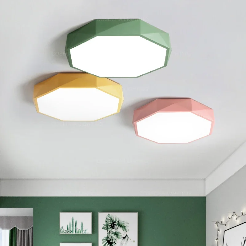 

Modern Led ceiling light dimmable yellow/white/black/green color in bedroom kitchen living room round kitchen fixture in balcony