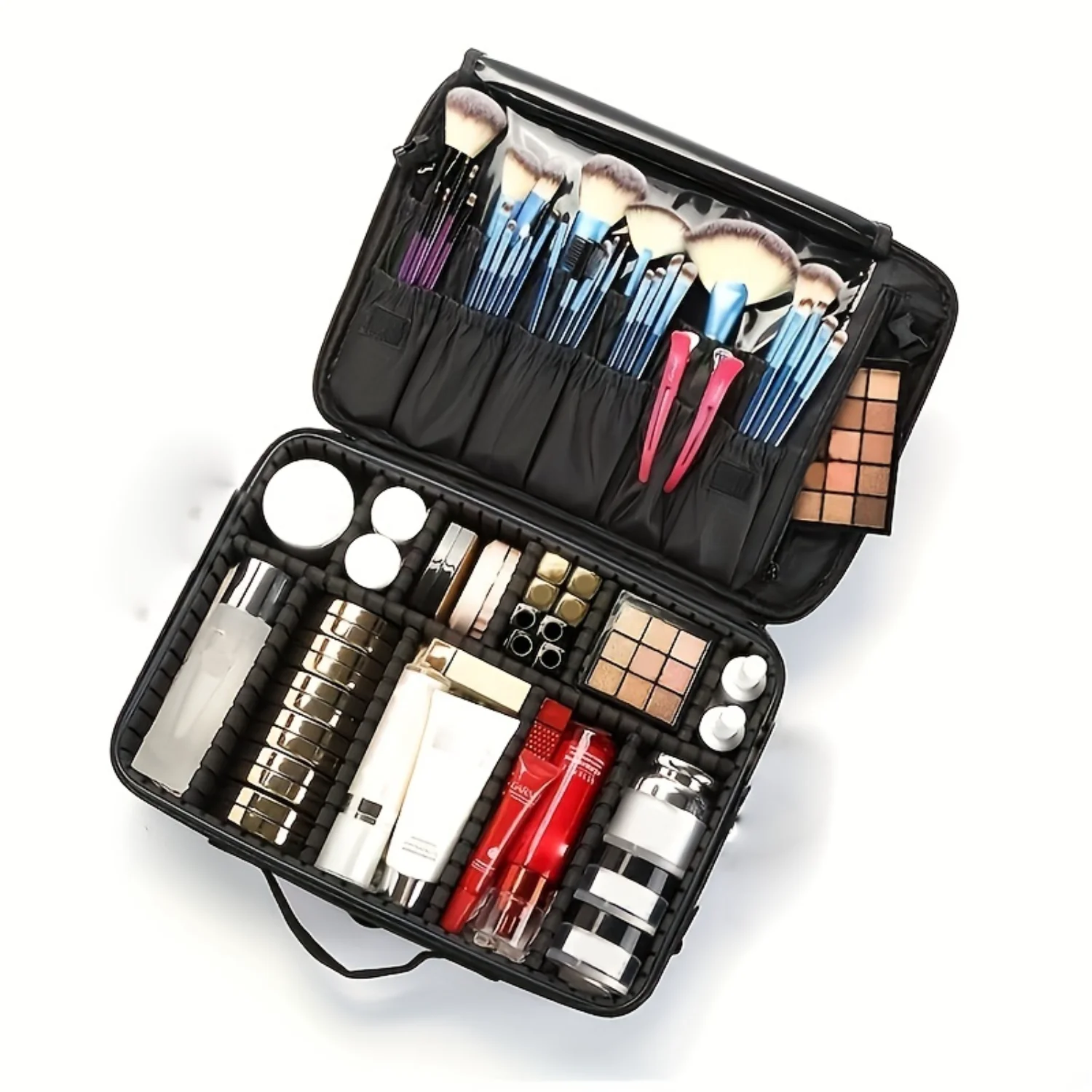 

Extra-Large Professional Makeup Case with Customizable Compartments & Comfortable Strap - Perfect for Streamlining Beauty , Toil