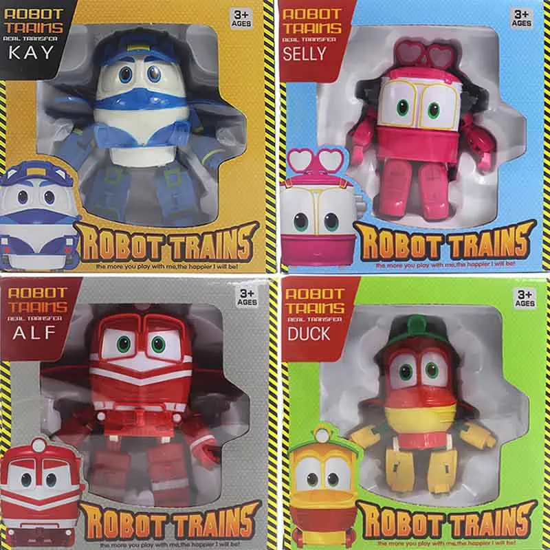 4pcs/set Transformation Anime Toys Korean Train Family Robots Train Man Four Children Toys Gifts Birthday And Christmas