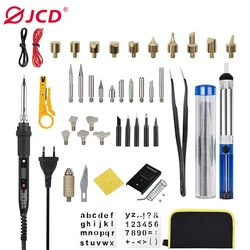 JCD 908S 80W Electric Soldering Iron Engraving Pen Wood Burning Kit Flipping Word Embossing Pyrography Tool Craft 28PC TIP Sets