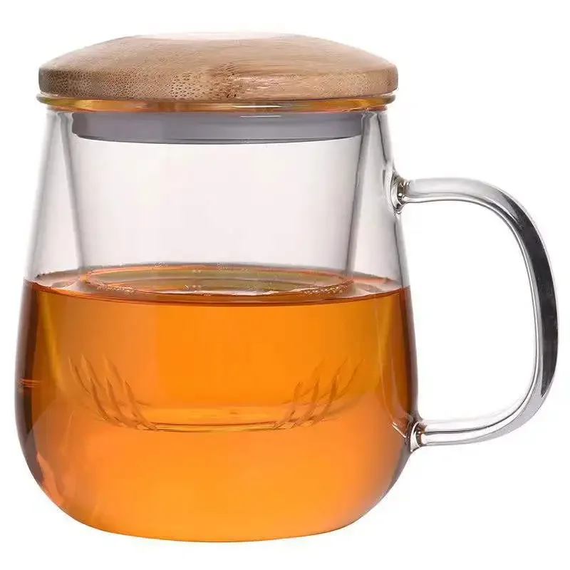 Premium Glass Teapot with Bamboo Lid   Infuser   Separation  Filter  Cup