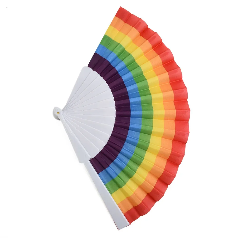 1PC Rainbow Handheld Folding Fan Spanish Rainbow Folding Dance Performance Home Decoration Fan Birthday Gifts 21CM 23CM