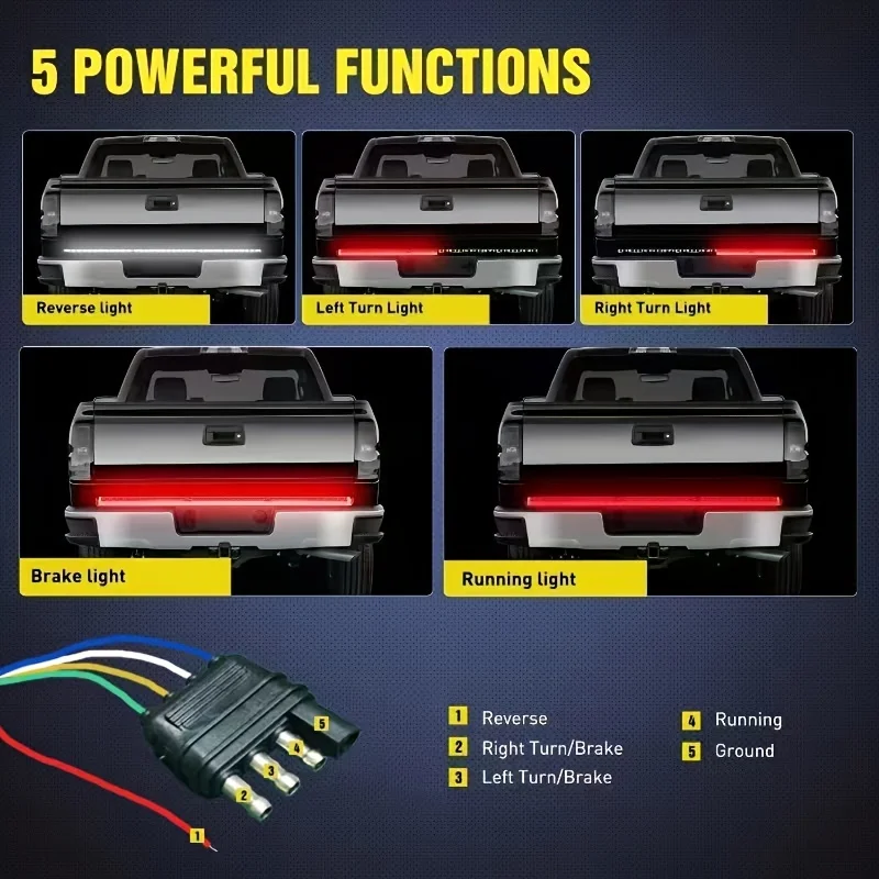 60 Zoll Heckklappe Licht leiste Streifen LED LKW Heckklappe Bar läuft Bremse Blinker Rücklicht für Autos LKW Pickup Geländewagen