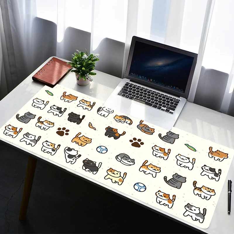 Mouse Pad Laptop Rubber Extended Desktop Mat Computer Gamer Cartoon Mousepad PC Gaming Accessories Cute Cartoon Cat Keyboard Pad