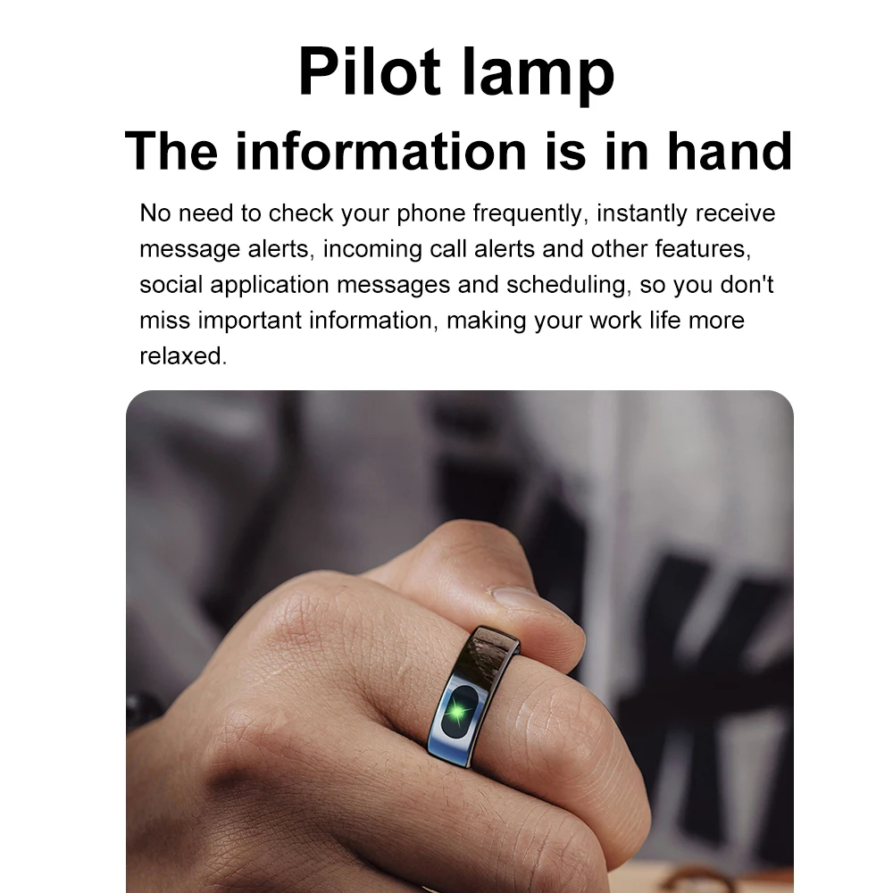 

R08 Smart Ring Men Women Charging Case Skin Temperature Health Sleep Monitor 5ATM Waterproof Music Video Control Rings Finger